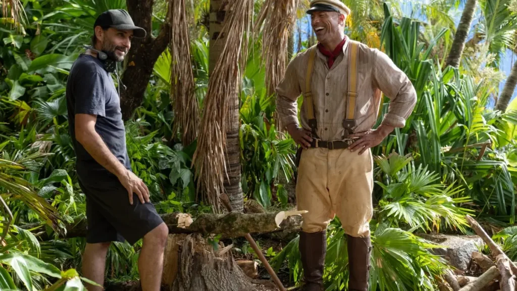 Jaume Collet-Serra y Dwayne Johnson en Jungle Cruise