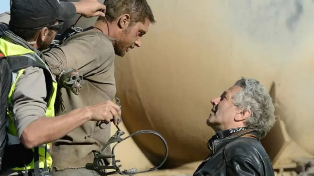 Tom Hardy y George Miller en Mad Max Fury Road