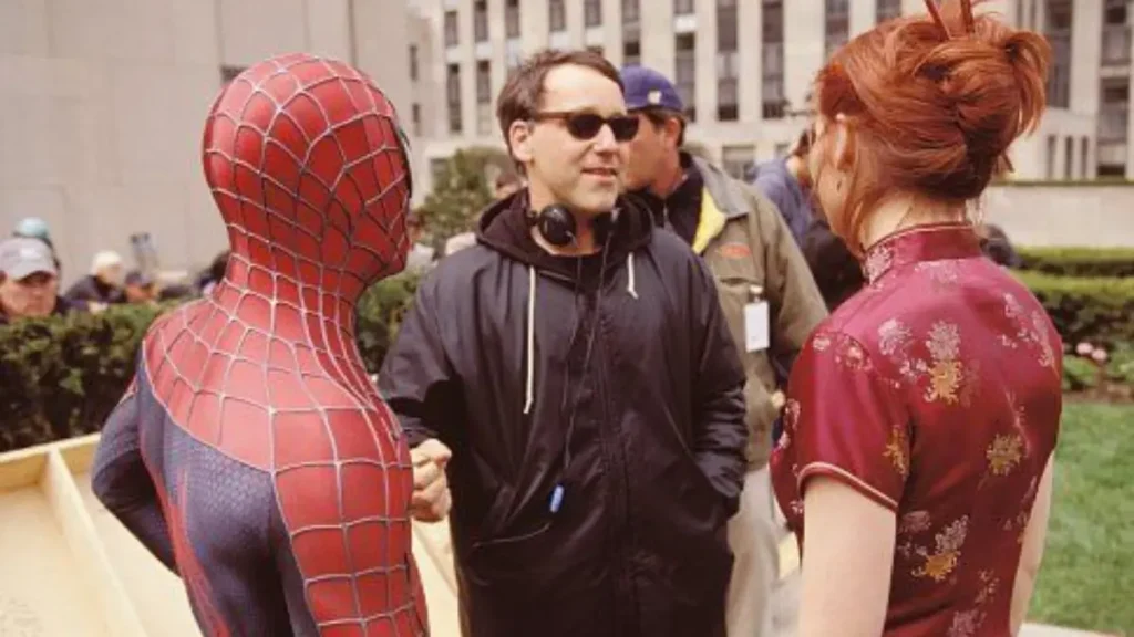 Sam Raimi durante el rodaje de Spider-Man